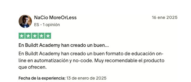 Opiniones sobre el máster de Automation IA Manager de Buildt Academy