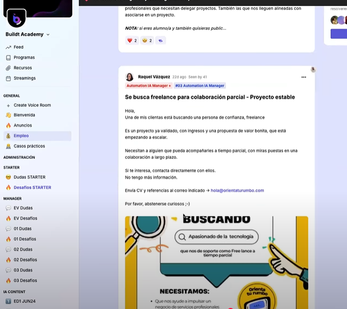 Portal networking del programa de Automation IA Manager de Buildt Academy