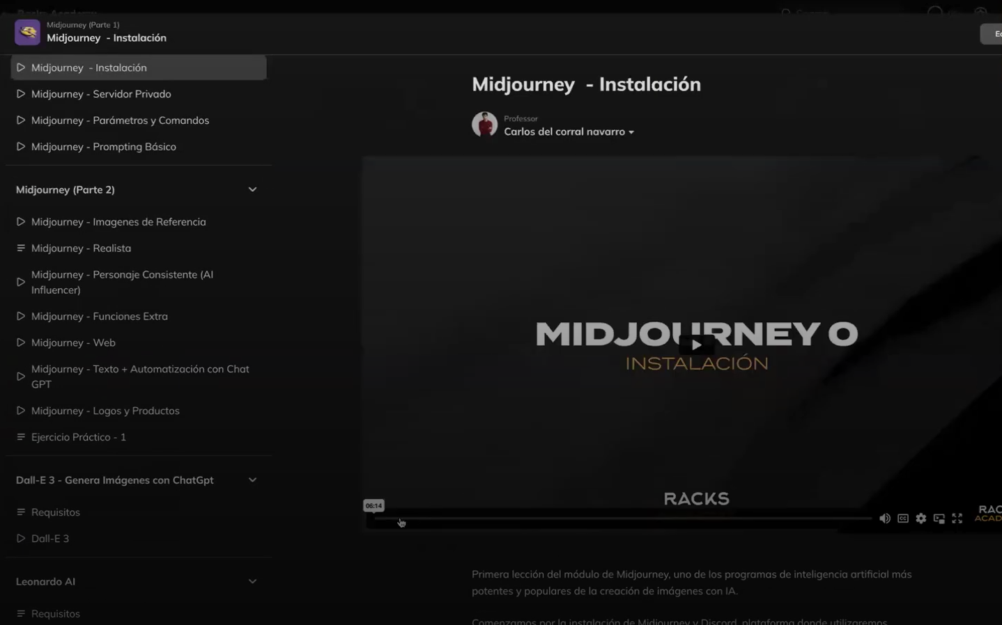 Racks Academy por dentro: módulo de Midjourney – instalación