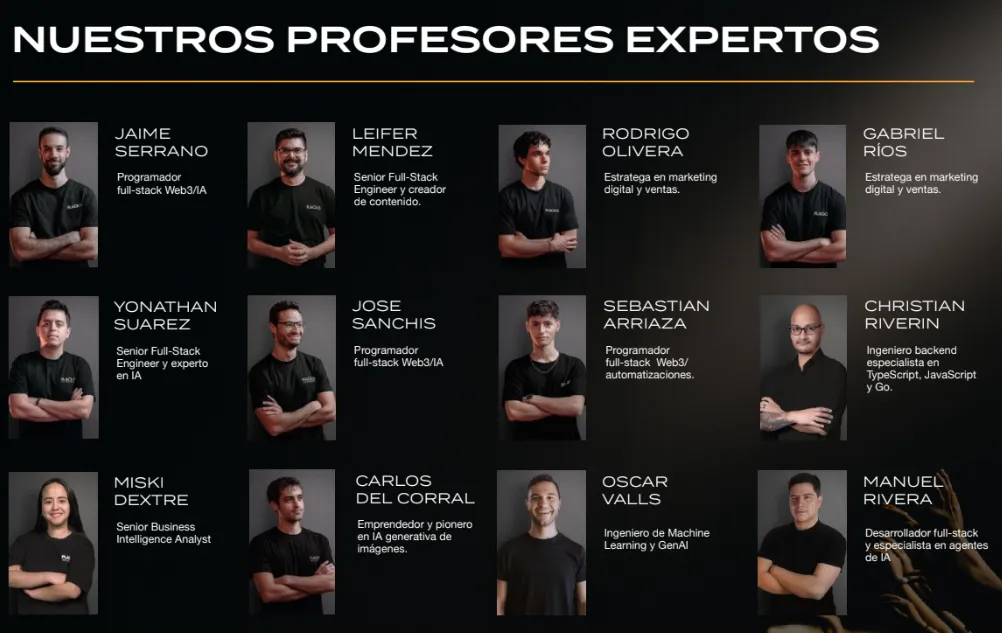 Profesores y mentores de Racks Academy: equipo docente del curso de IA