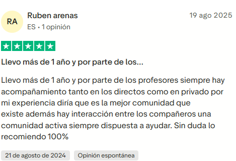 Testimonio de alumno con más de un año en Élite del Trading