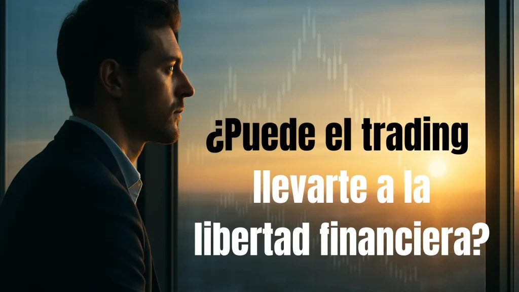 Trader mirando el amanecer mientras reflexiona sobre la libertad financiera a través del trading