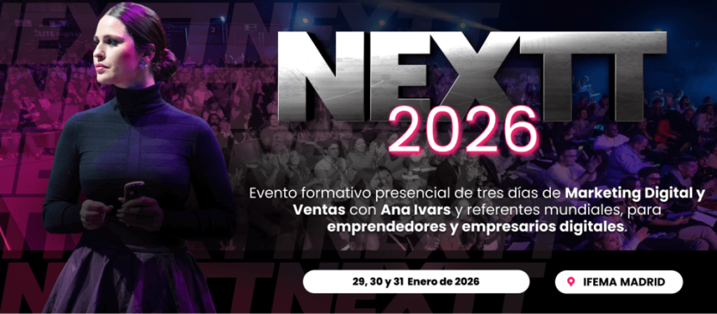 Ponentes del evento NEXTT 2026 con Ana Ivars, Katia Aveiro, Emilio Duró y Montse Tomé en IFEMA Madrid