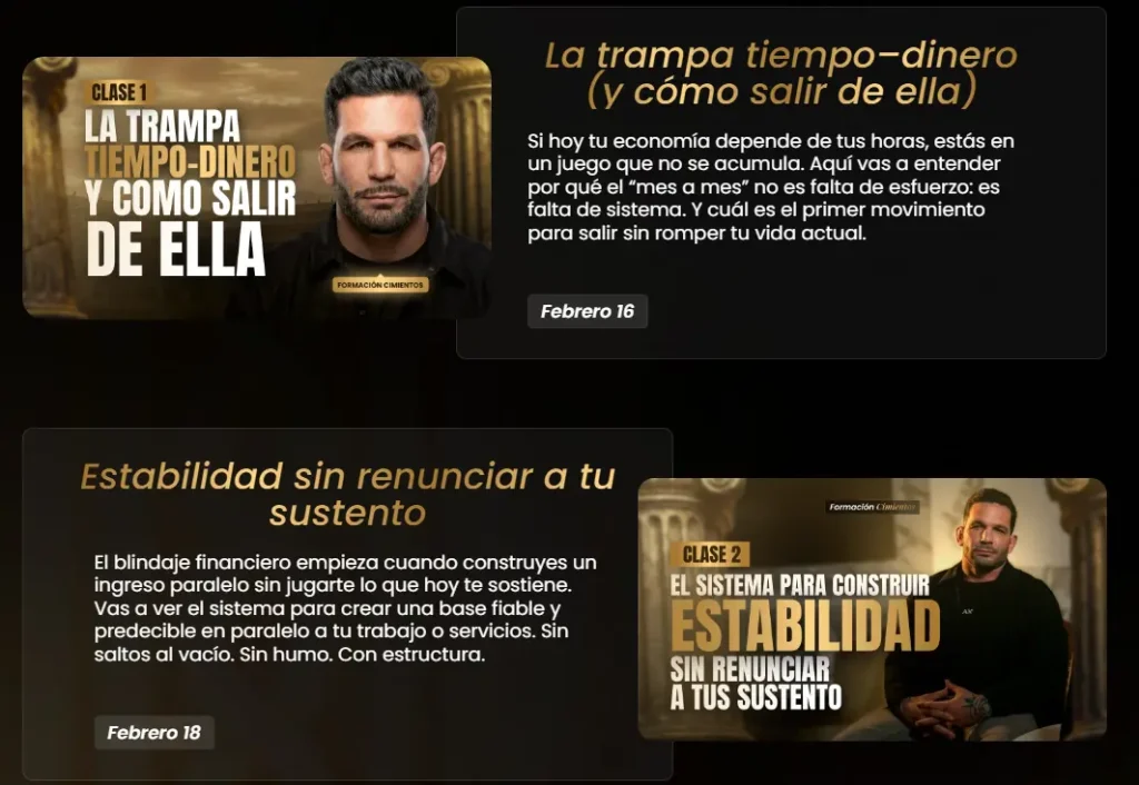 Clase 1 y 2 de Cimientos de Adri Kastel sobre tiempo, dinero y estabilidad