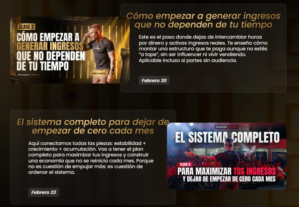 Clase 3 y 4 de Cimientos de Adri Kastel para generar ingresos escalables