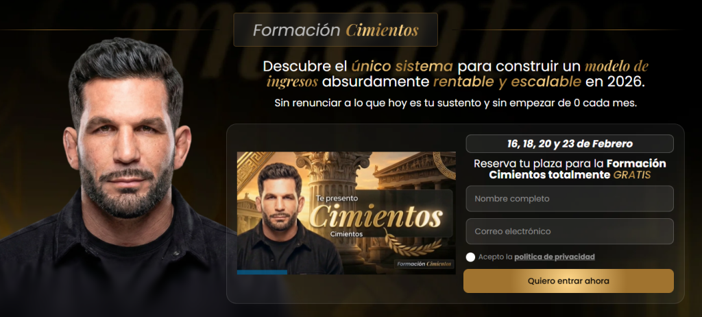 Landing oficial del entrenamiento gratuito Cimientos de Adri Kastel